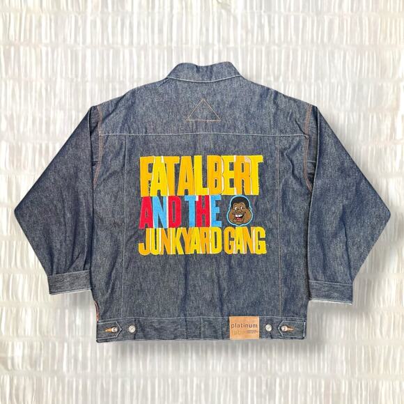 Vintage Platinum FUBU Fat Albert & The Junkyard Gang Denim Jacket - Size 2X - Picture 1 of 4